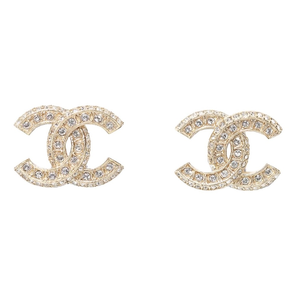 CHANEL Gold and Silver Crystal Earrings